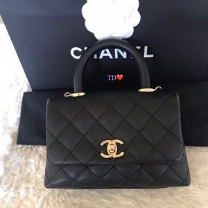 💕Brand New CHANEL Black extra mini CoCo Handle (Caviar)